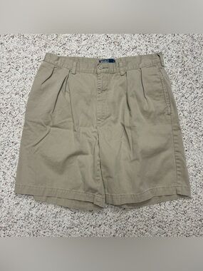 Polo Ralph Lauren Tyler Short Mens 36x9 Khaki Tan Pleated Vintage Classic Chino